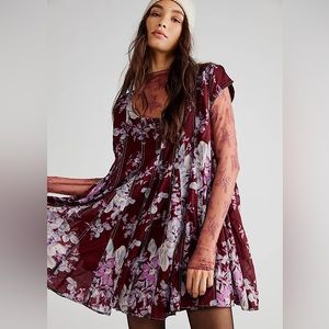 NEW Free People Sully Dress In Raisin Combo